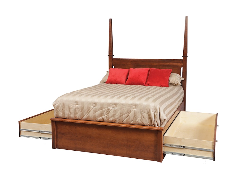 Daniel S Amish Modern King Pedestal Bed W 60 Storage