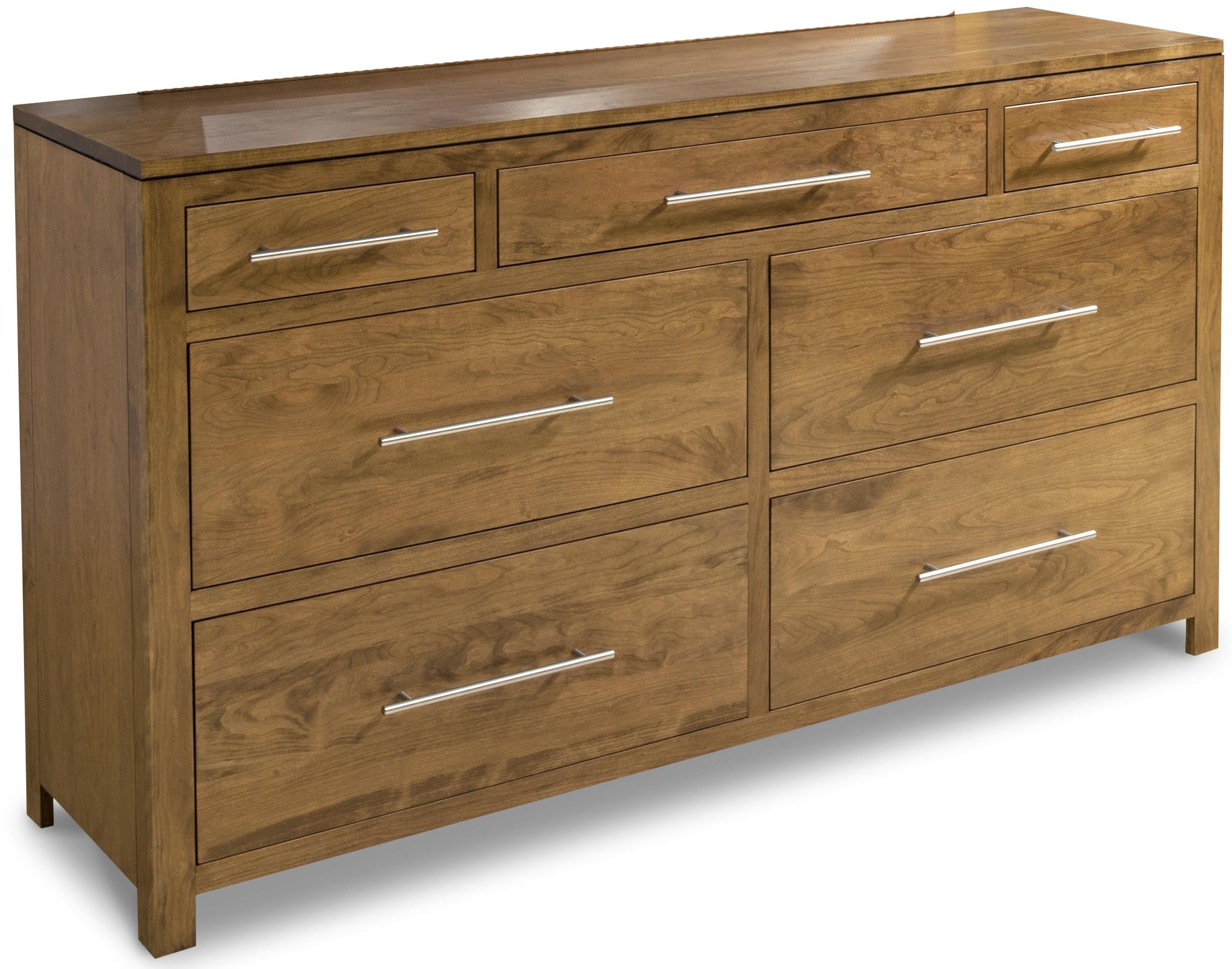 Daniel S Amish Modern 7 Drawer Double Dresser With Floating Zero