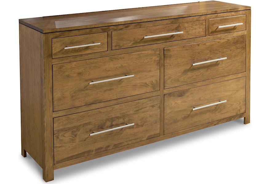Daniel S Amish Modern 7 Drawer Double Dresser With Floating Zero
