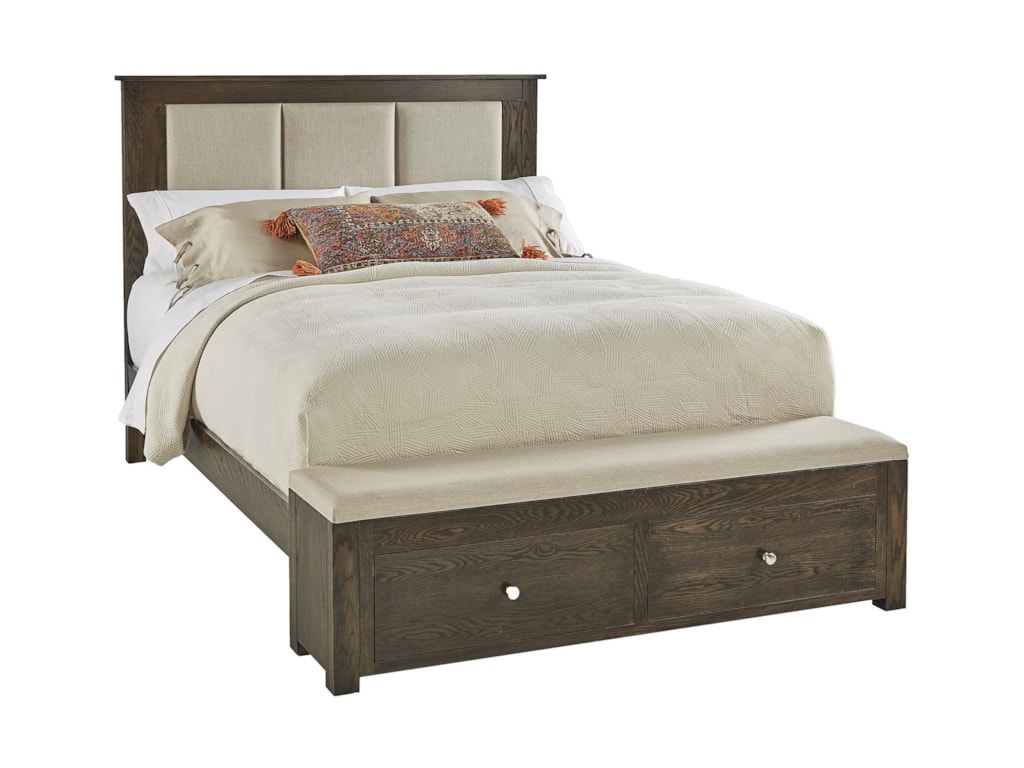 Concord Queen Multi Panel Fabric Bed With Storage Footboard Sadler S Home Furnishings Upholstered Beds