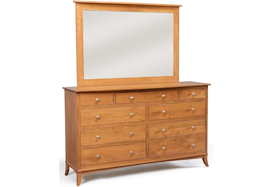 Daniel S Amish Holmes 9 Drawer Dresser With Tall Wide Mirror