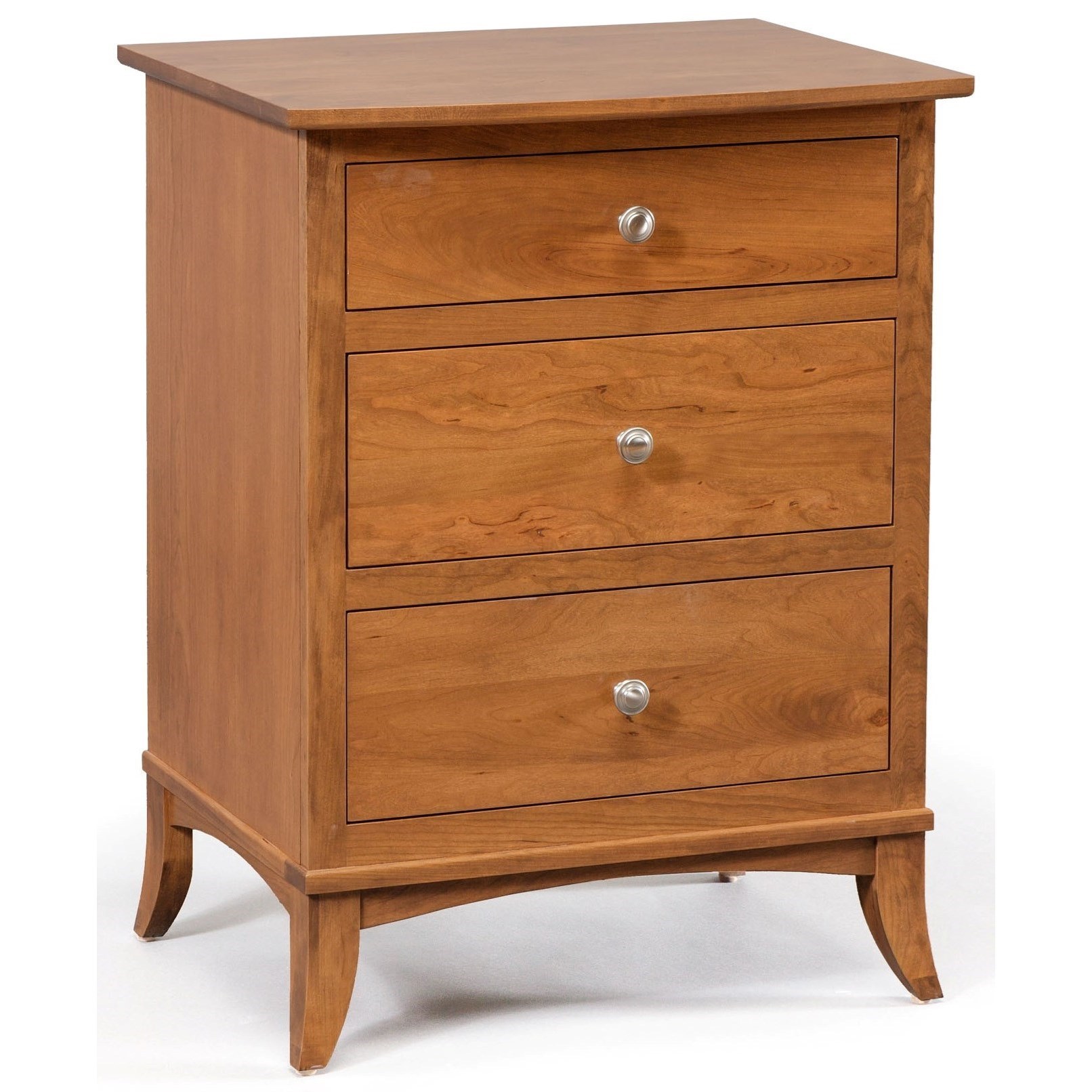 Daniel S Amish Holmes 3 Drawer Nightstand With Splayed Legs