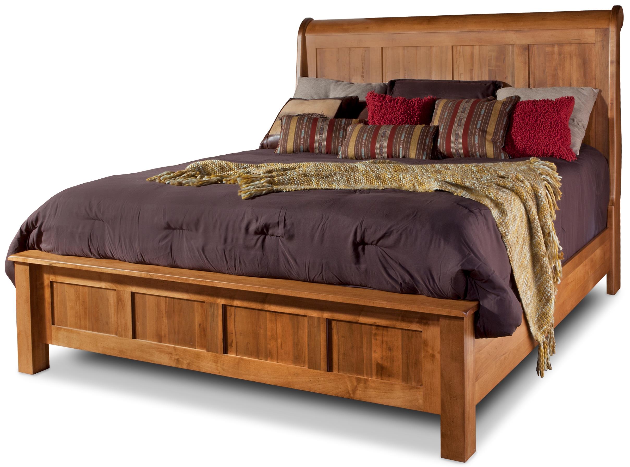 Daniel S Amish Lewiston King Sleigh Bed With Low Footboard Saugerties Furniture Mart Platform Beds Low Profile Beds