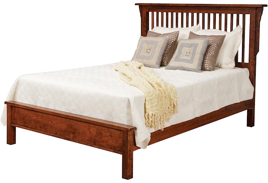 Daniel S Amish Lewiston Queen Solid Wood Slat Bed With Low