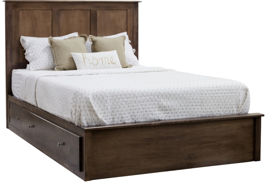 Daniel S Amish Mapleton Queen Pedestal Bed With 60 Drawer On Each Side Gill Brothers Furniture Platform Beds Low Profile Beds