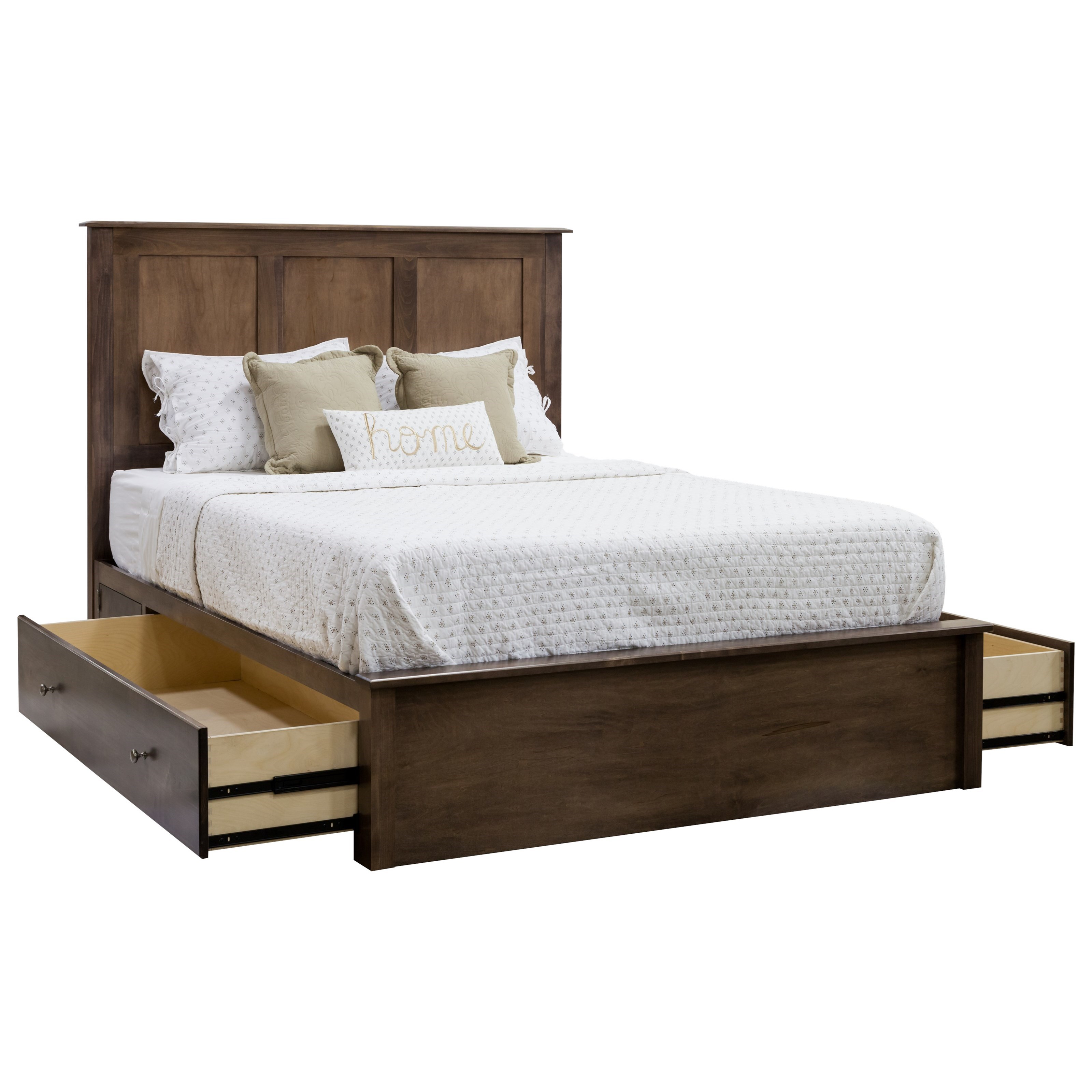 Daniel S Amish Mapleton Queen Pedestal Bed With 60 Drawer On Each Side Furniture Superstore Rochester Mn Platform Beds Low Profile Beds