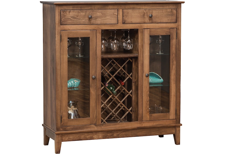 Daniel S Amish Dining Storage Shaker Wine Cabinet With Wine Glass