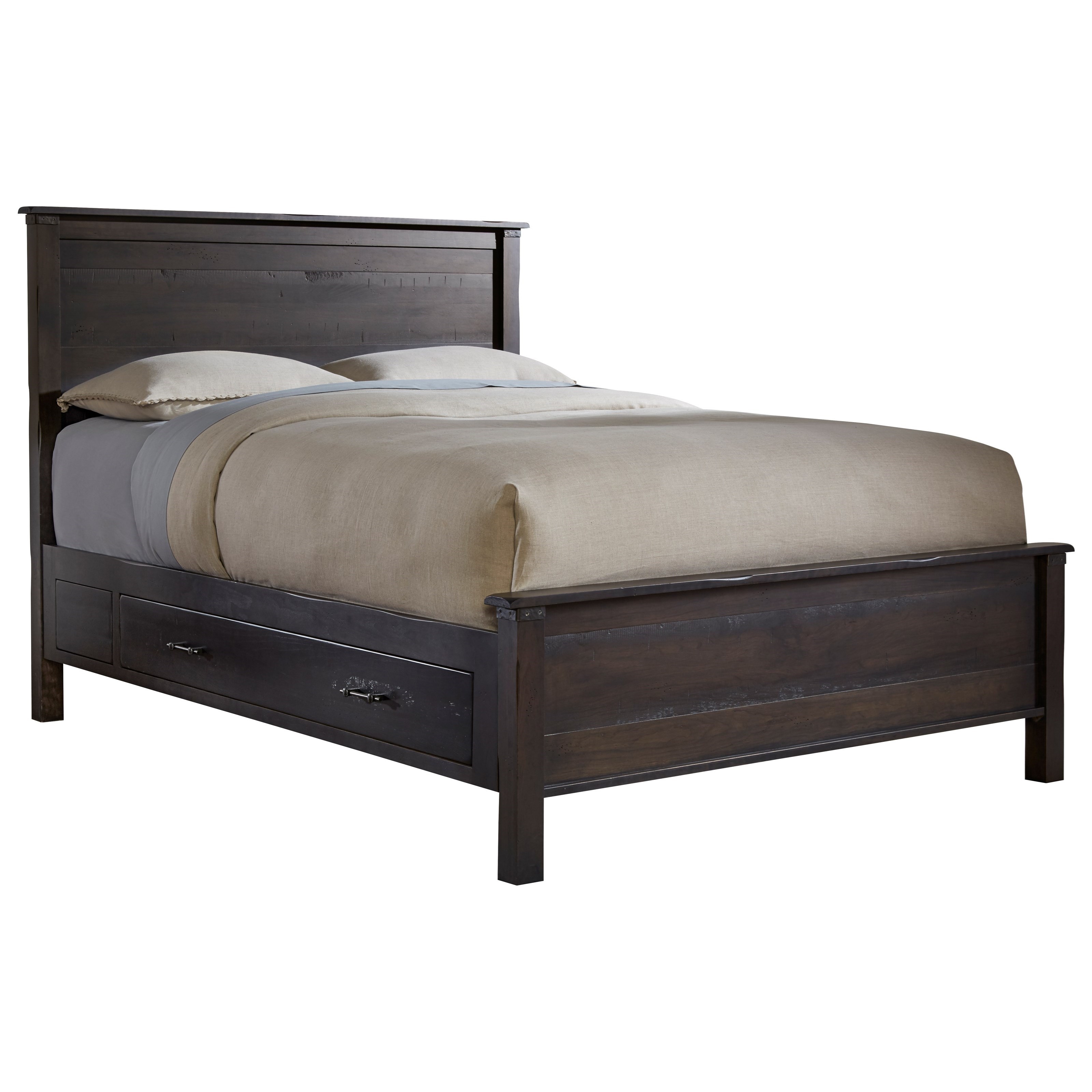 Daniel S Amish Wildwood King Supreme Pedestal Storage Bed With 1