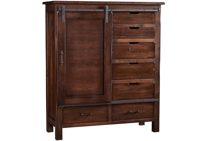Daniel S Amish Wildwood 7 Drawer Dresser With Sliding Barn Door Vandrie Home Furnishings Door Chests