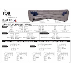 Decor Rest 2949 Casual L Shaped Power Reclining Sectional Stoney