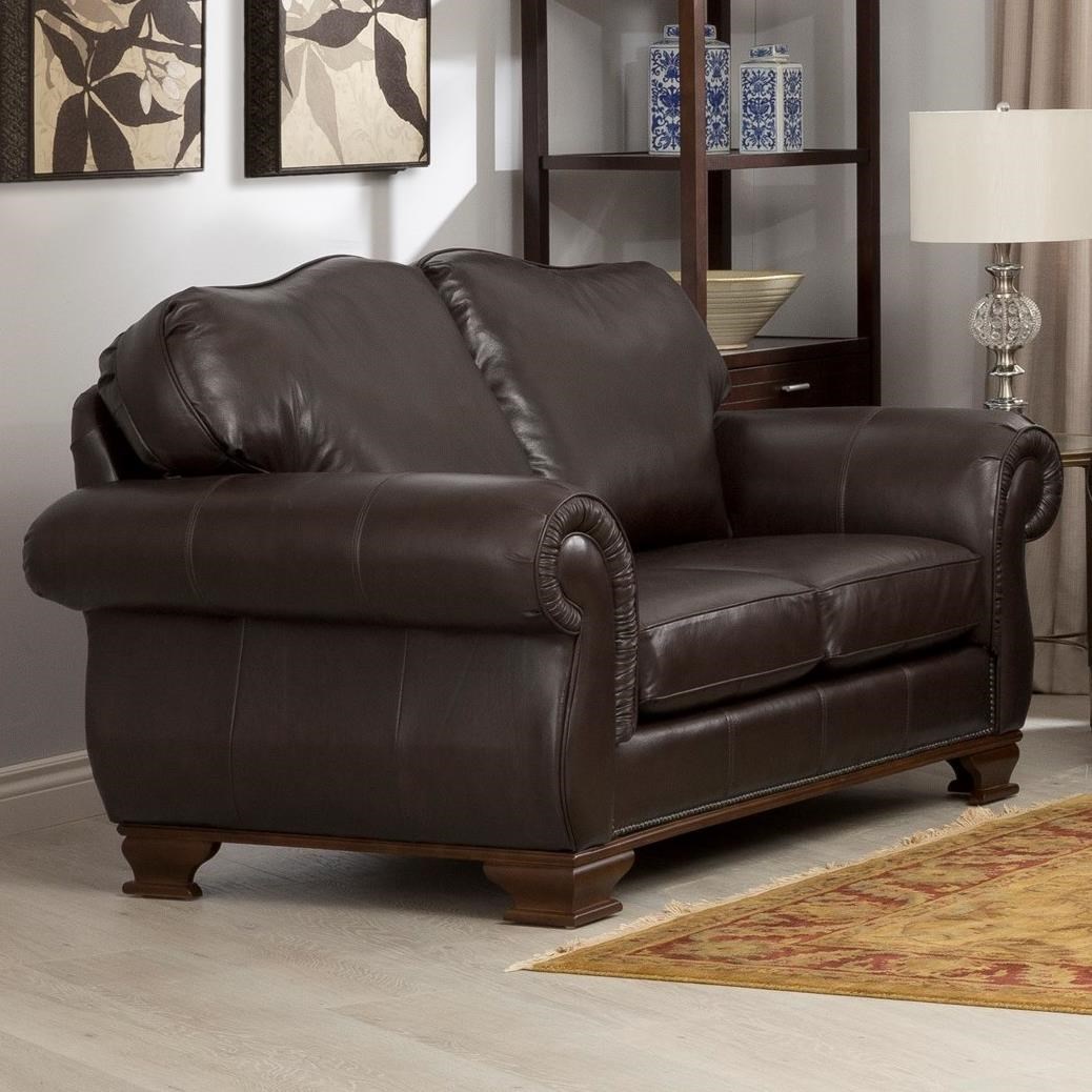 Decor Rest 3933 Leather Loveseat With Nail Head Trim Sheely S