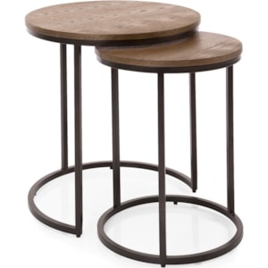Decor Rest Berlin Contemporary Metal And Wood Nesting Side Tables Reid S Furniture End Tables