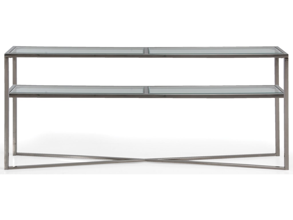 Cross Over By Steven Sabados Contemporary 70 Chrome Console Table With Gl Shelf Decor Rest At Stoney Creek Furniture