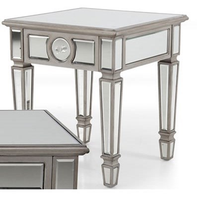 Decor Rest Somma Glam Mirrored End Table With One Drawer Stoney