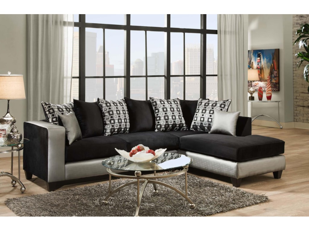 4124 Contemporary Sectional Sofa With Chaise End And Loose Pillow Back By Delta Furniture Manufacturing At Dream Home Interiors