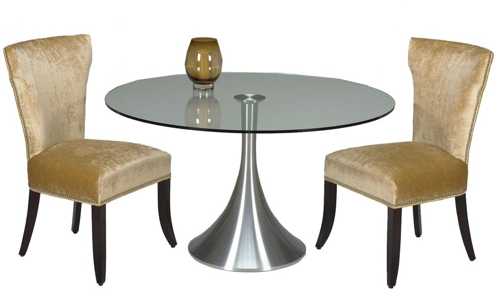 Del Mar Table with Spun Aluminum w/54 Inch Round Clear Glass Top
