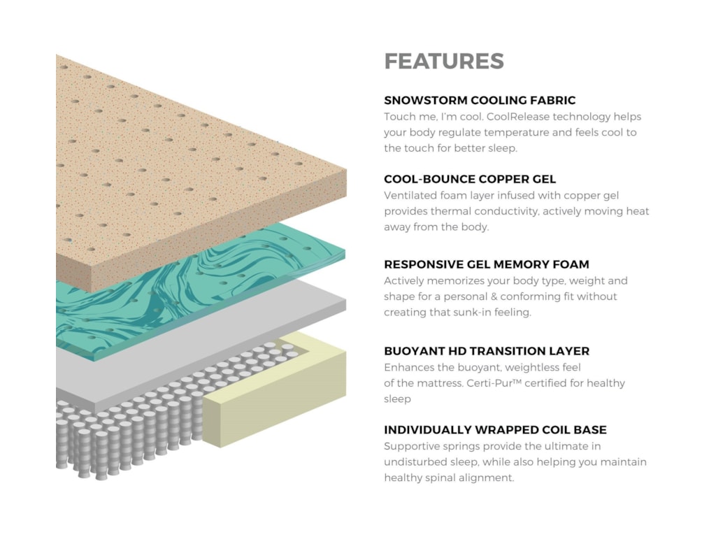Diamond Mattress Copper Cool Hybrid MediumCal King Hybrid Cooling Med Firm Mattress