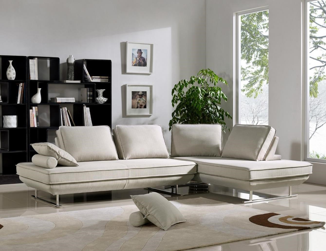 Diamond Sofa Dolce Contemporary Lounger Sectional With Chrome Legs
