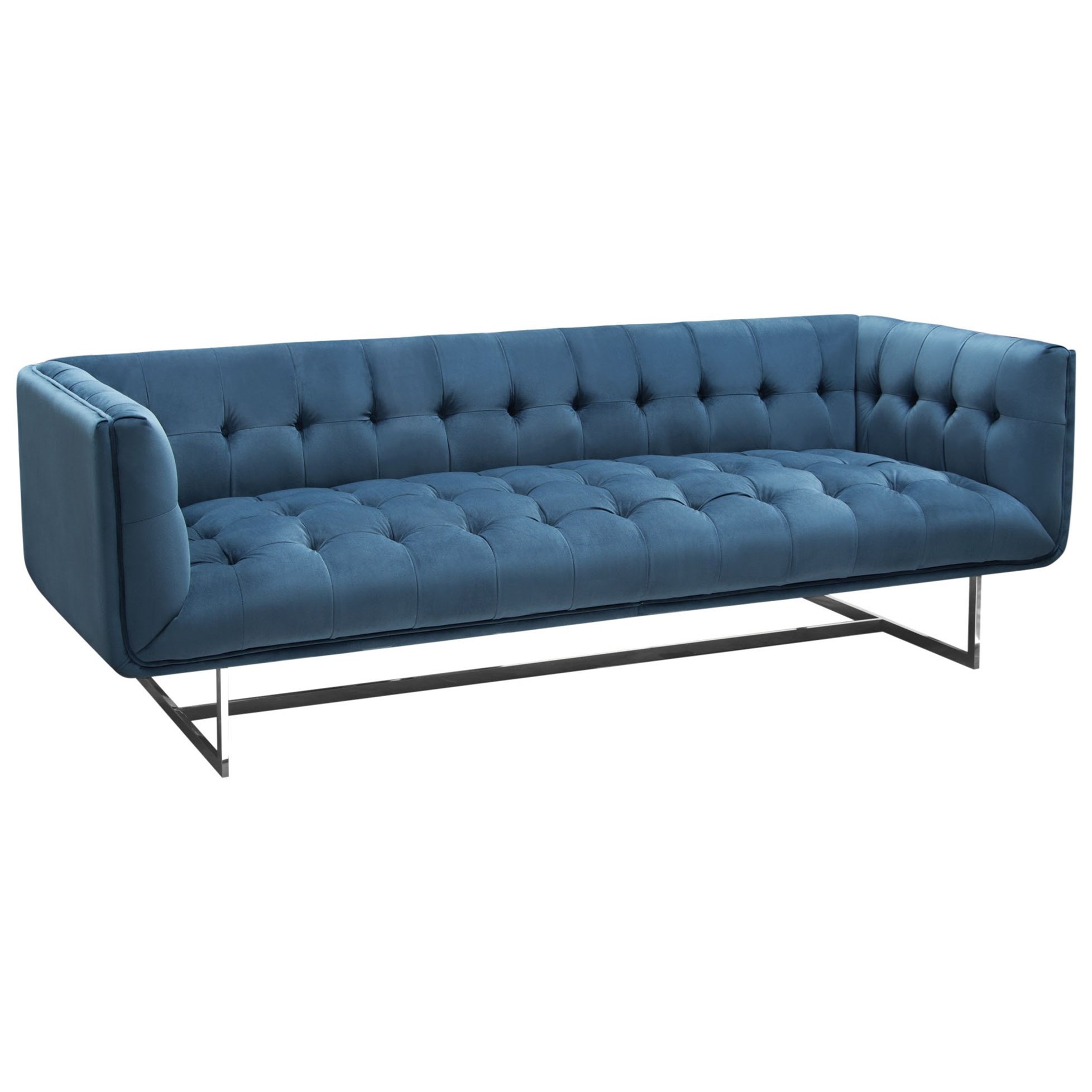 Diamond Sofa Furniture Hollywood Hollywoodsobu Tufted Sofa In Royal Blue Velvet With Metal Legs Del Sol Furniture Sofas
