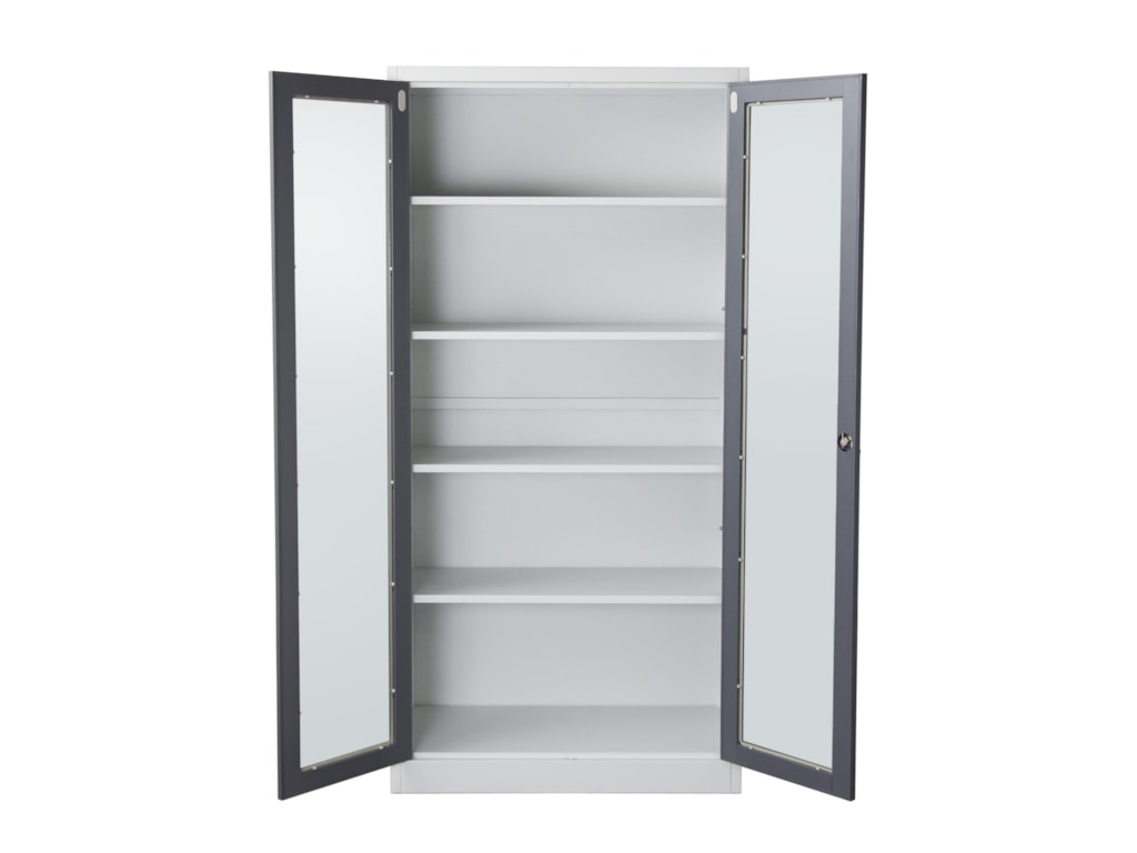 Diamond Sofa NOVA QwiK 2-Door 5-Shelf Bookcase With Tempered Glass Diamond Sofa NOVA QwiK FCG5DG 2-Door 5-Shelf Bookcase with Tempered Glass Door Front & Key Lock Entry - Diamond Sofa NOVA QwiK 2-Door 5-Shelf Bookcase With Tempered Glass