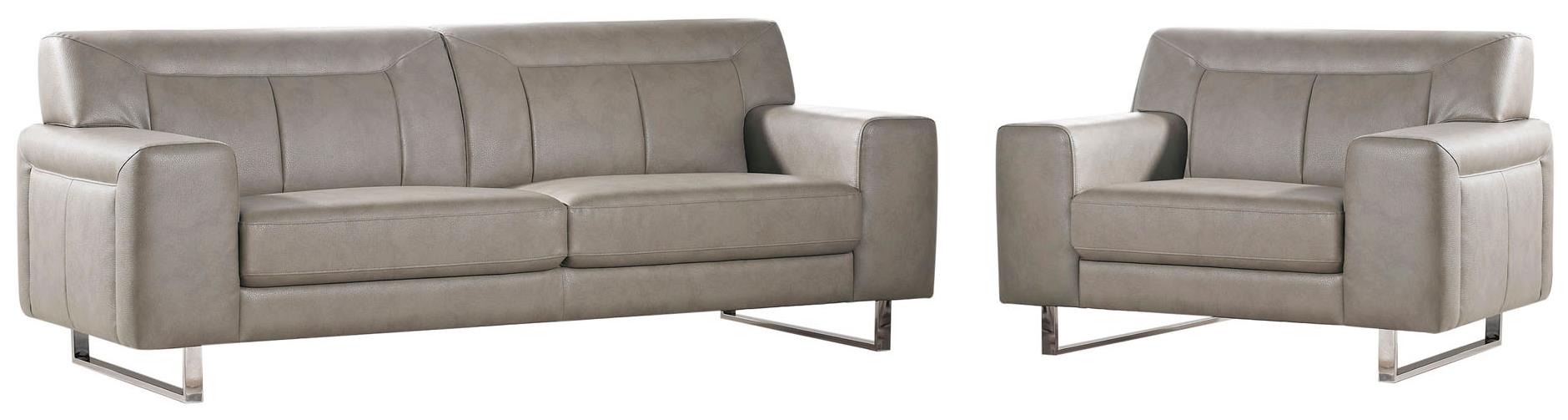 Vera Leatherette Sofa Chair 2pc Set With Chrome Metal Leg By Del Sol Ds At Del Sol Furniture
