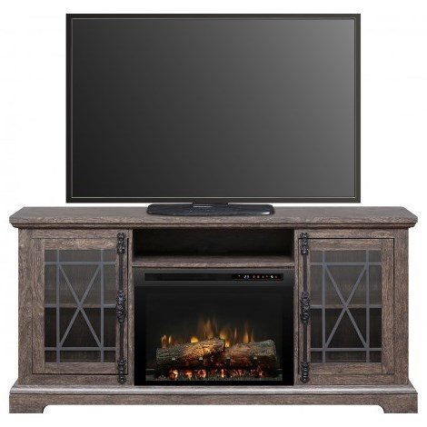 Dimplex Natalie Media Console Fireplace With Mullion Window Doors