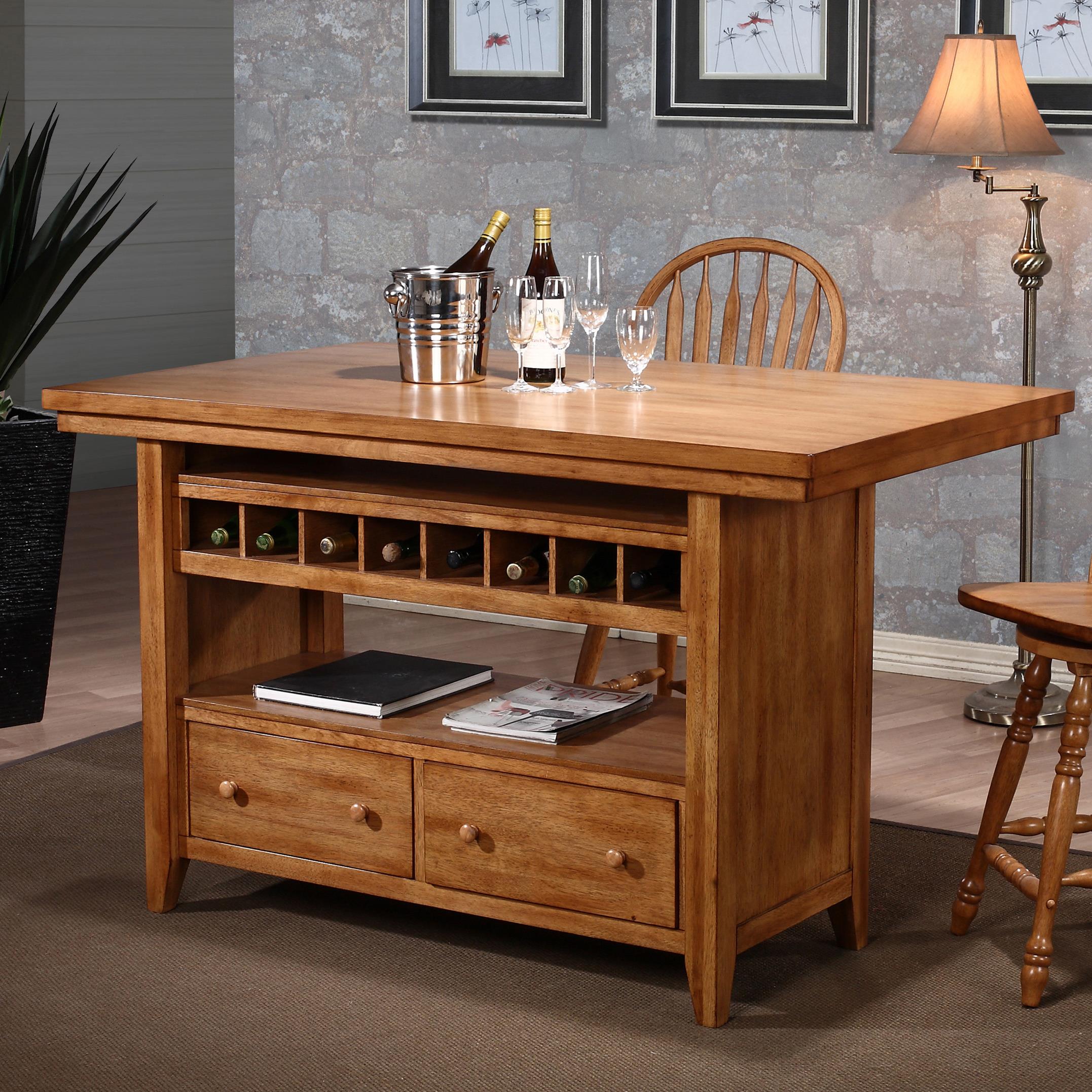 E C I Furniture Dining Kitchen Island W Wine Rack Becker