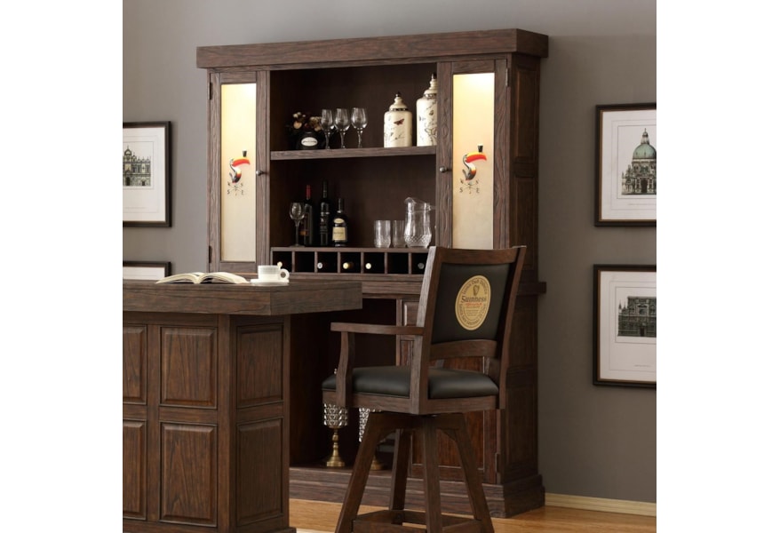 E C I Furniture Guinness Bar 0807 89 Bb H Back Bar And Hutch With Vented Area For Mini Fridge Corner Furniture Hutches