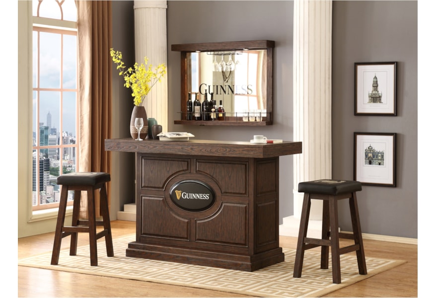 E C I Furniture Guinness Bar 0807 89 Kdt Kdb Wb 2xss Guinness Bar Set With Stools Becker Furniture Bar Sets