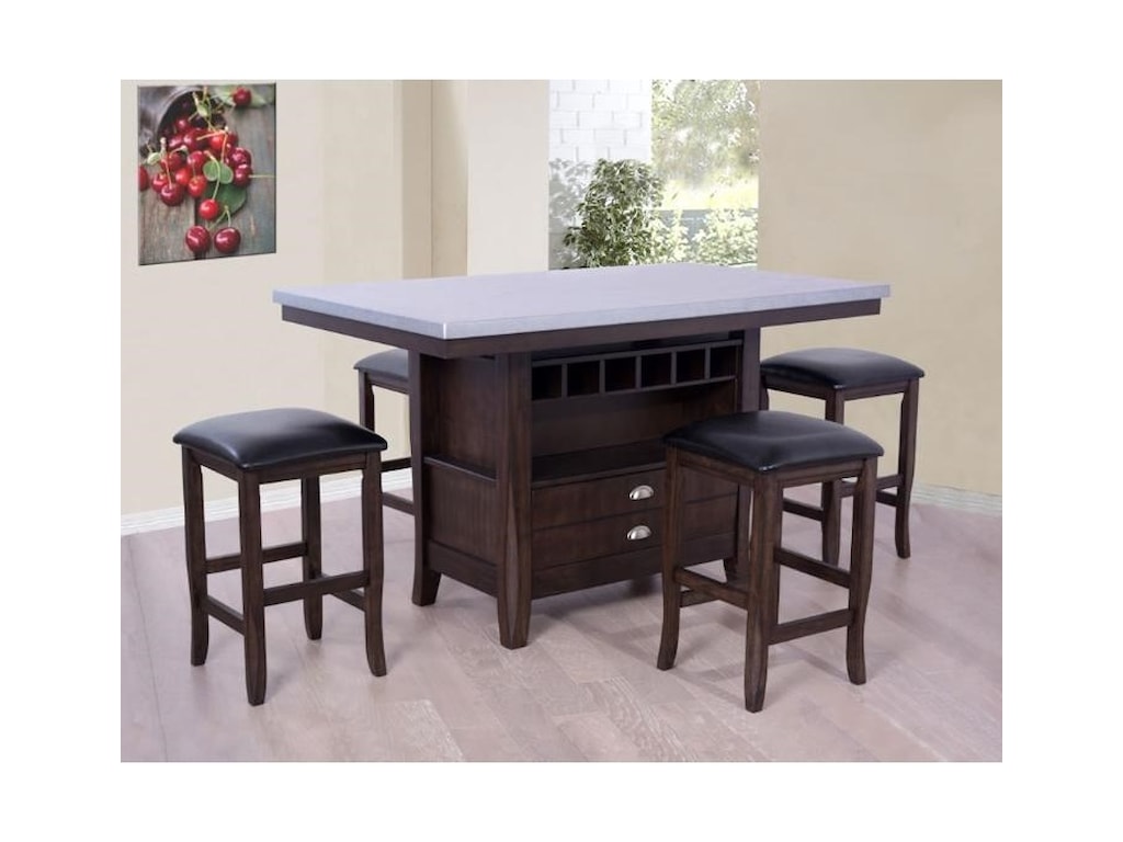 E C I Furniture Hamilton 5445 50 It Ib Counter Height Kitchen E C I Furniture Hamiltonfaux Zinc Top Kitchen Island