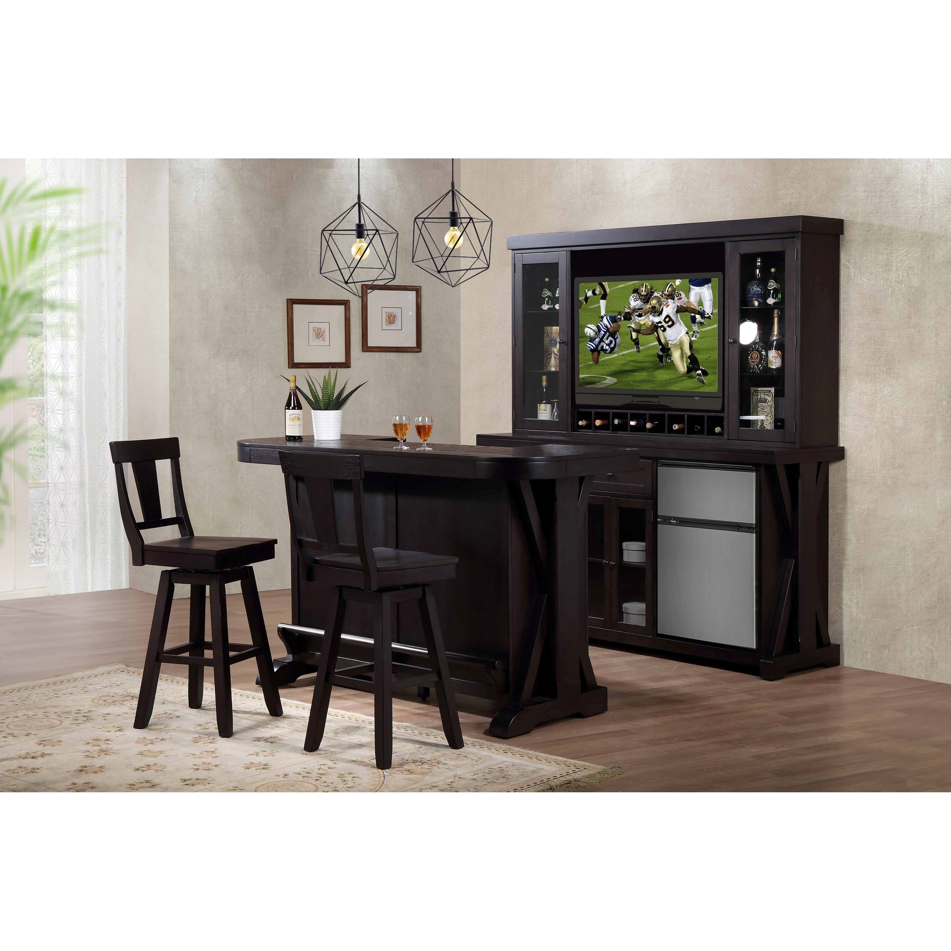 E C I Furniture Rum Pointe Bar And Stool Set With Bar Back Becker Furniture Bar Sets