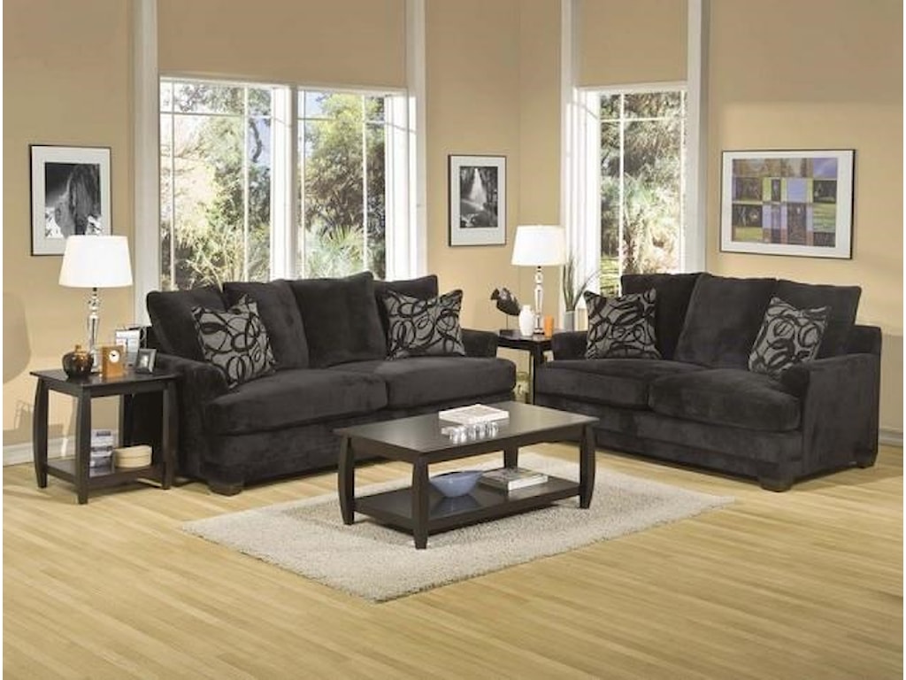 Ej Lauren Barkley Barkley Black Upholstered Sofa With Accent