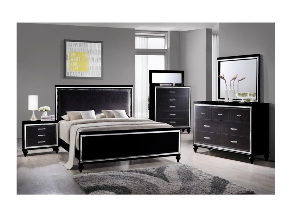 Elements International MiamiQueen Upholstered Bed