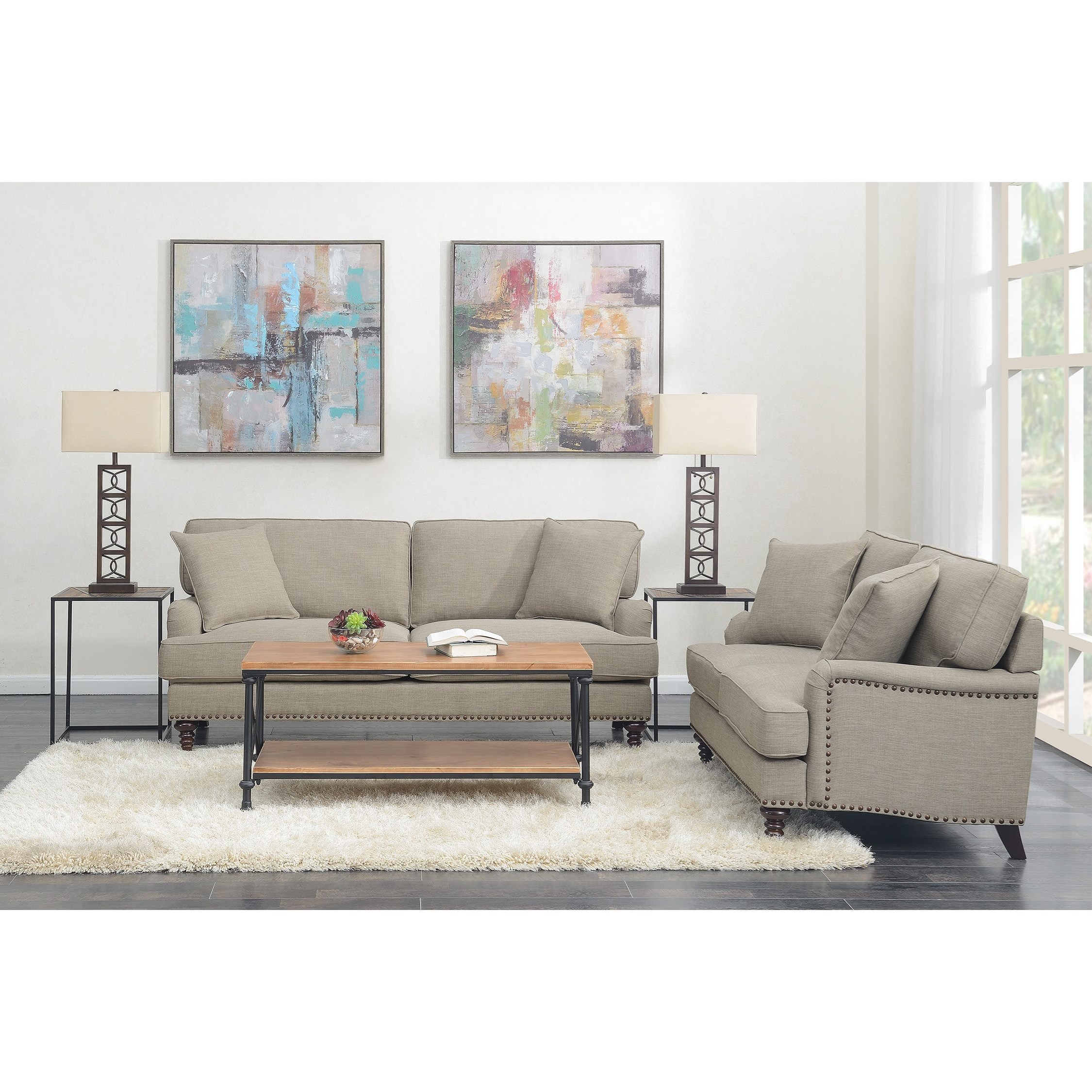Elements Abby 2pc Set Sofa Loveseat Royal Furniture Stationary Living Room Groups