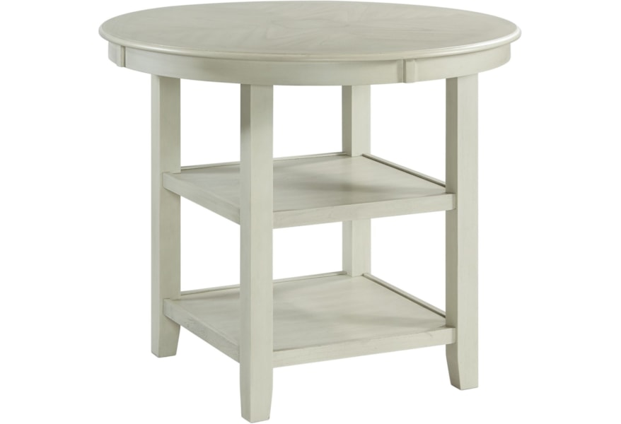 Elements International Amherst Round Counter Height Dining Table With Shelving Story Lee Furniture Pub Tables