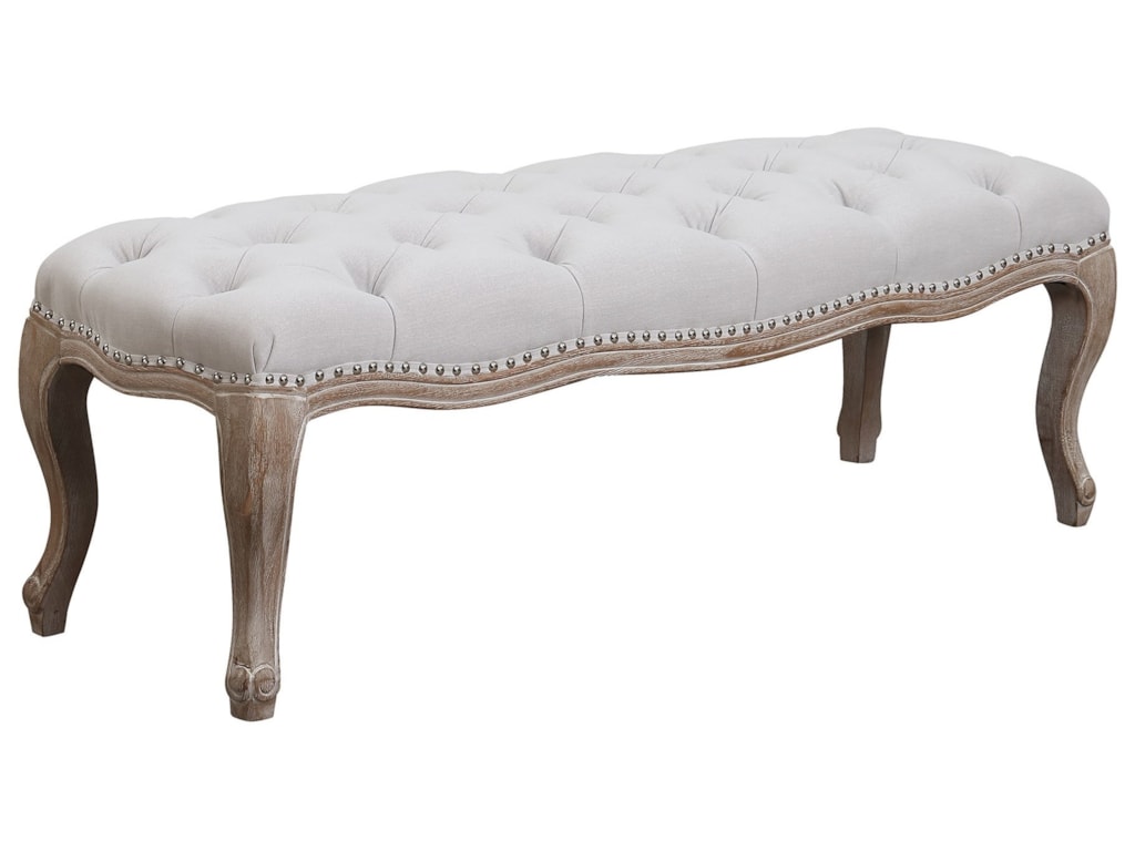 Elements Artesia Relaxed Vintage Tufted Upholstered Bench Royal Furniture Upholstered Benches