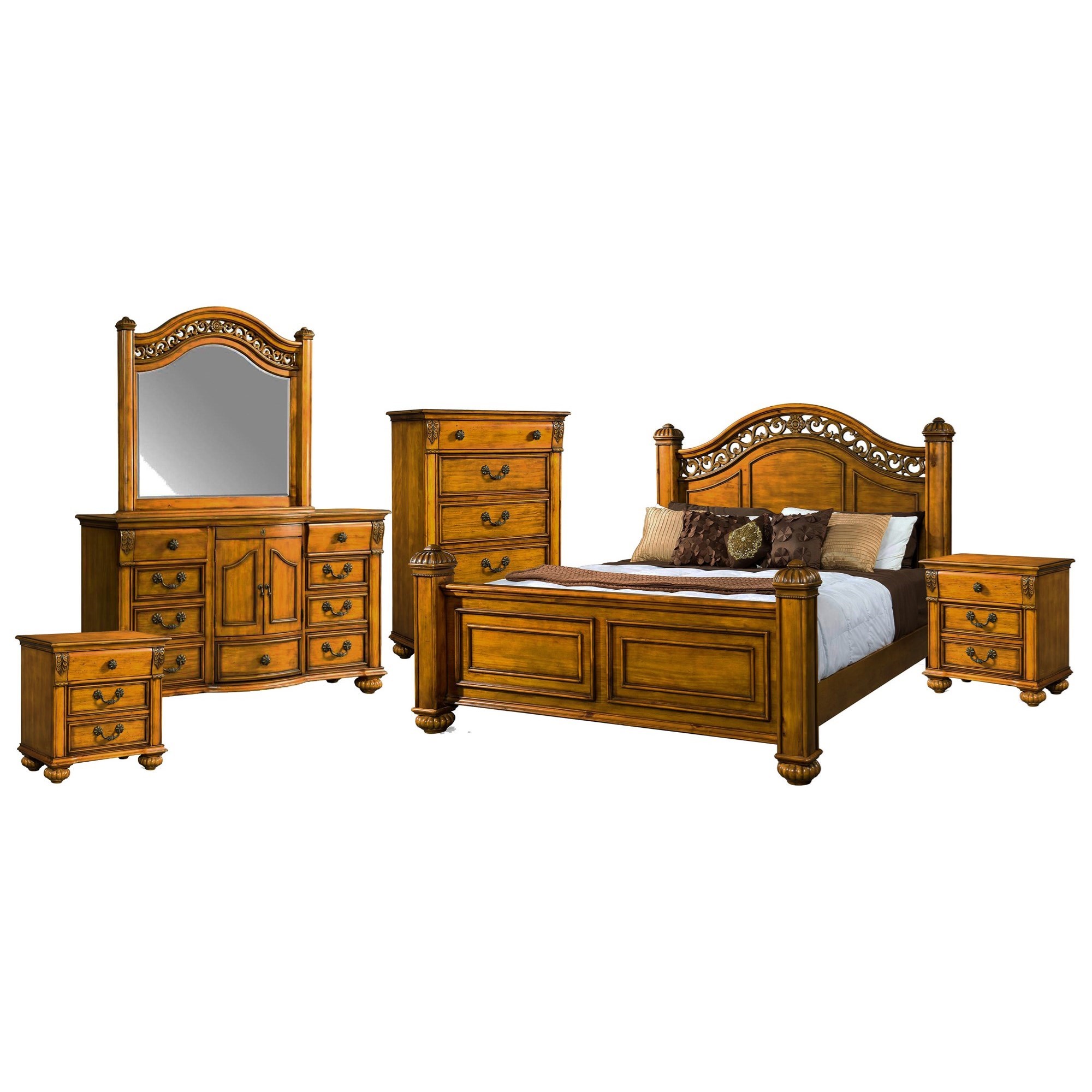 Elements International Barkley Square King Poster 6 Piece Bedroom