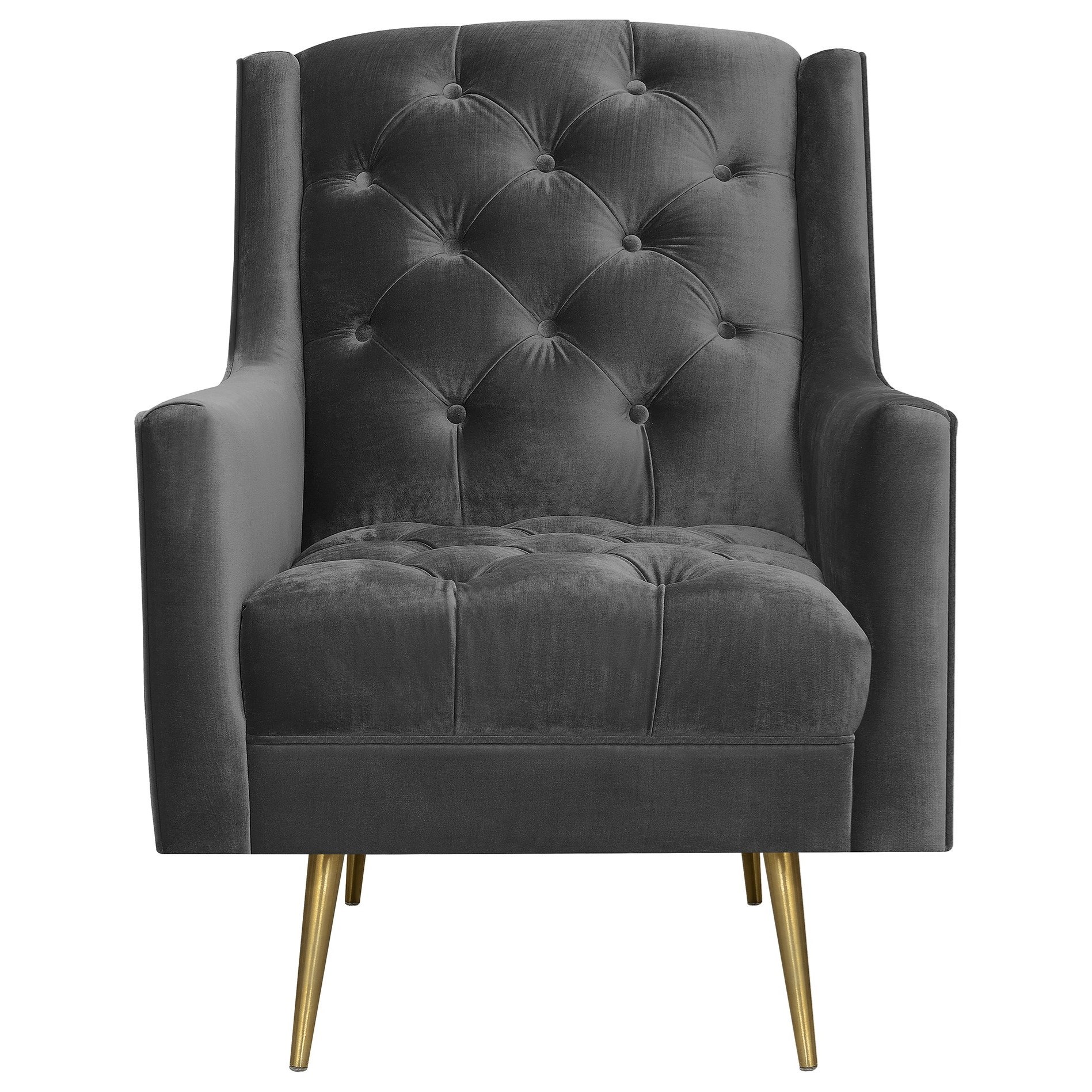 Elements Bryan Contemporary Button Tufted Accent Chair With Gold Legs Royal Furniture Upholstered Chairs