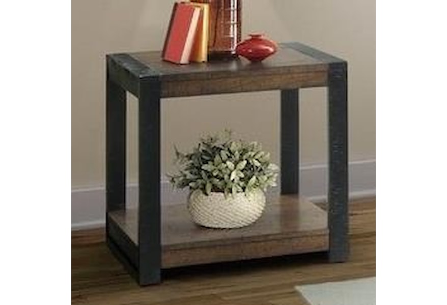 Elements International Caesar Industrial End Table With Distressed