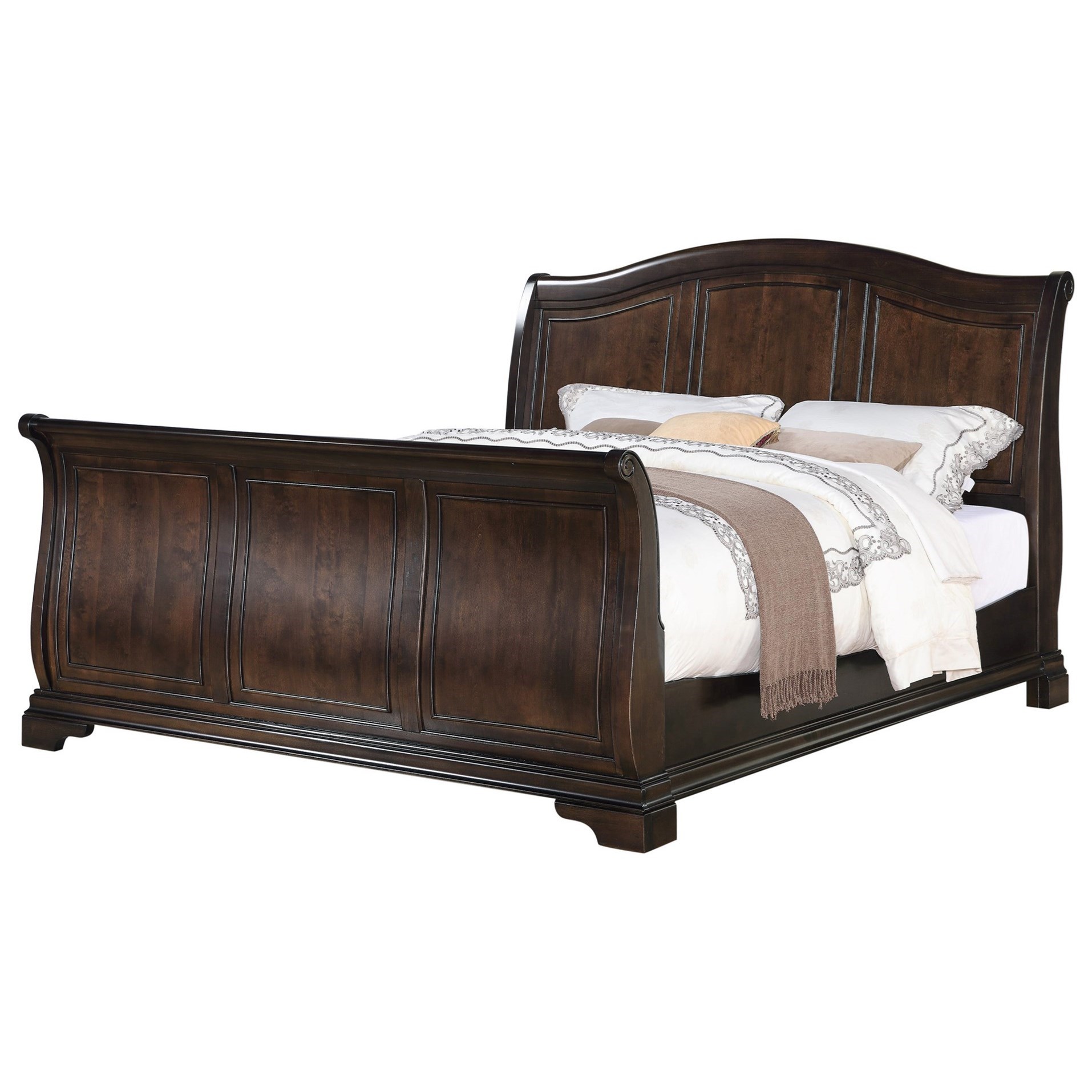 Elements International Cameron Queen Transitional Arched Sleigh Bed Johnny Janosik Sleigh Beds