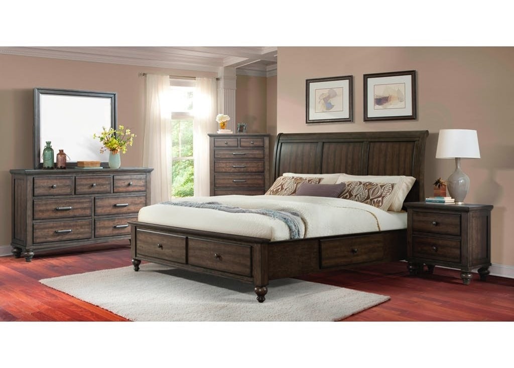 Elements International Chatham GrayKing Sleigh Bed
