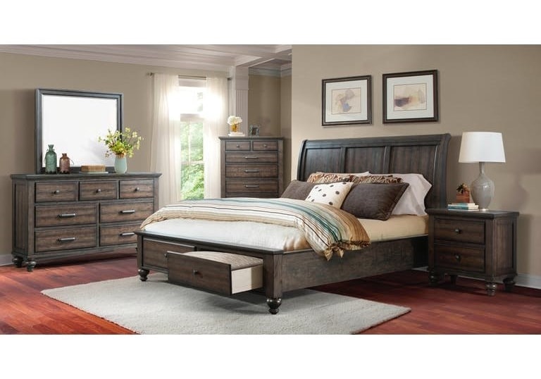 Elements International Chatham GrayKing Sleigh Bed