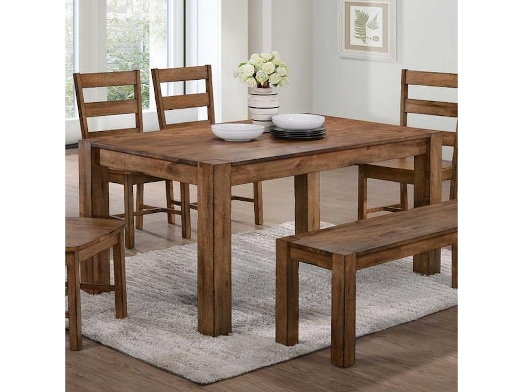 Elements International Cheyenne Dcy100dt Rustic Dining Table With Cheyenne Rustic Dining Table With Block Legs By Elements International