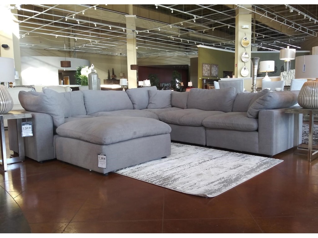 Cloud 9 Grey Modular Five Piece Sectional Ottoman Sold Separately By Elements International At Great American Home