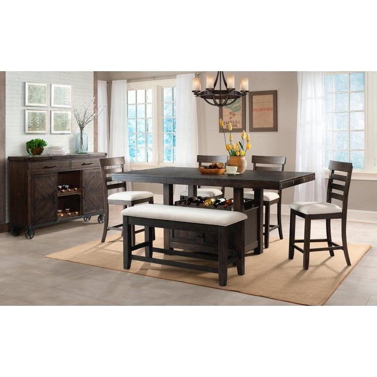 Elements Colorado Transitional Counter Height Dining Set With Bench Royal Furniture Table Chair Set With Bench
