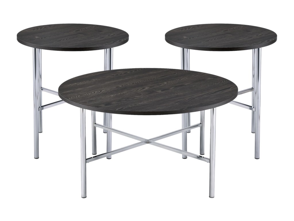 Elements Dakota 3pc Occasional Table Set With Round Coffee Table And Round End Tables Royal Furniture Occasional Groups