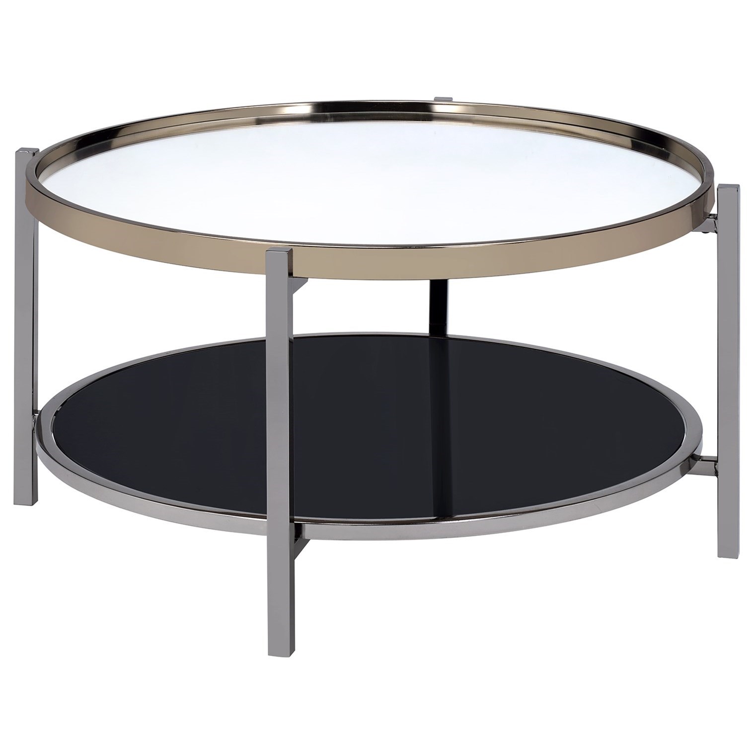 Elements International Edith Contemporary Round Coffee Table With Glass Top Lindy S Furniture Company Cocktail Coffee Tables