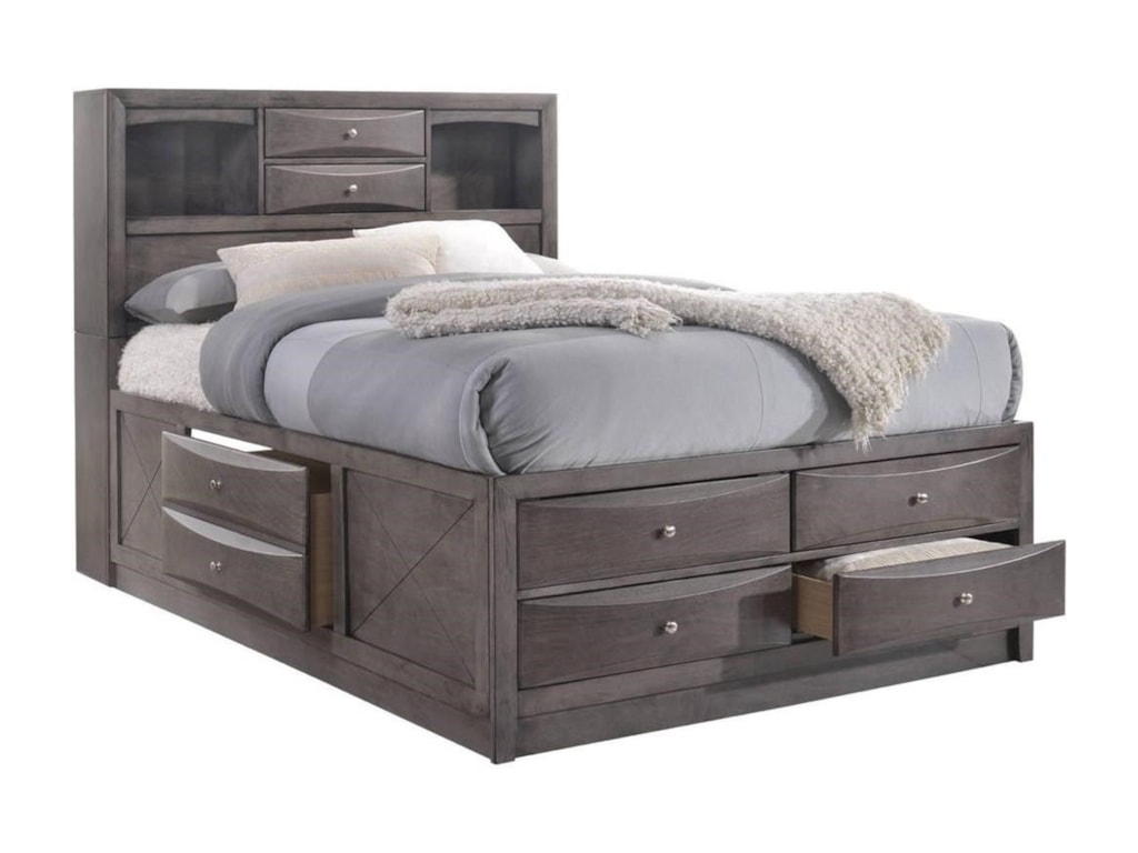 Elements Emily Transitional Queen Bed With Dovetail Drawers