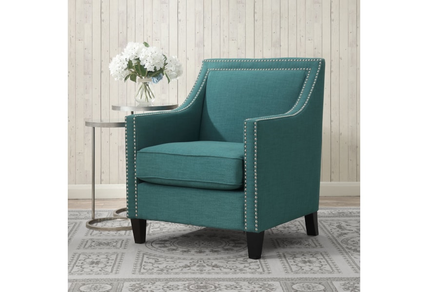 Elements International Erica Transitional Accent Chair With Chrome Nails Lindy S Furniture Company Upholstered Chairs