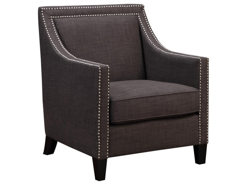 Elements Erica Transitional Accent Chair With Chrome Nails Royal Furniture Upholstered Chairs